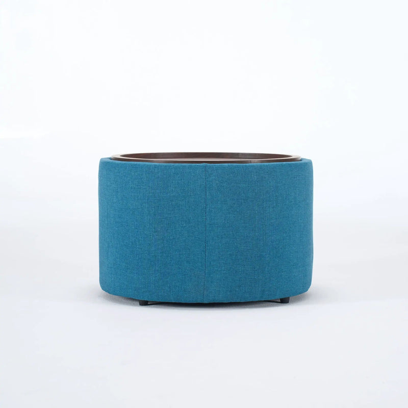 Nesting Ottomans, Round Coffee Table & Bench With Tray (Set of 2)