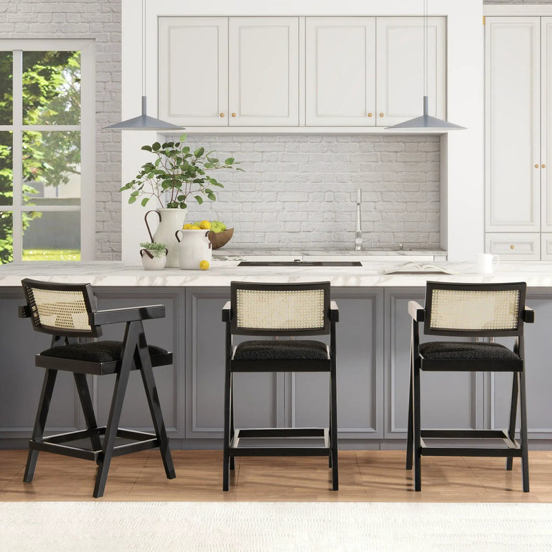 Milan - Modern Webbing Back Stool With Arms (Set of 3) by Unique Piece Furniture