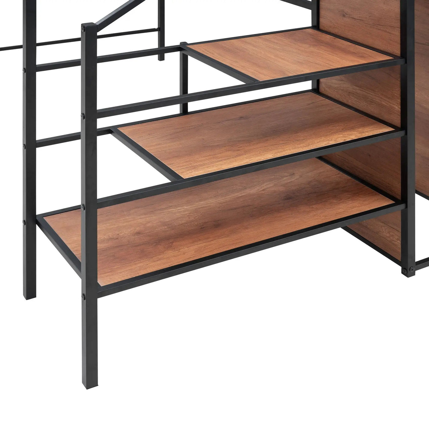 Loft Bed With Desk And Grid, Stylish Frame With Lateral Storage Ladder And Wardrobe by HouseOfZazla
