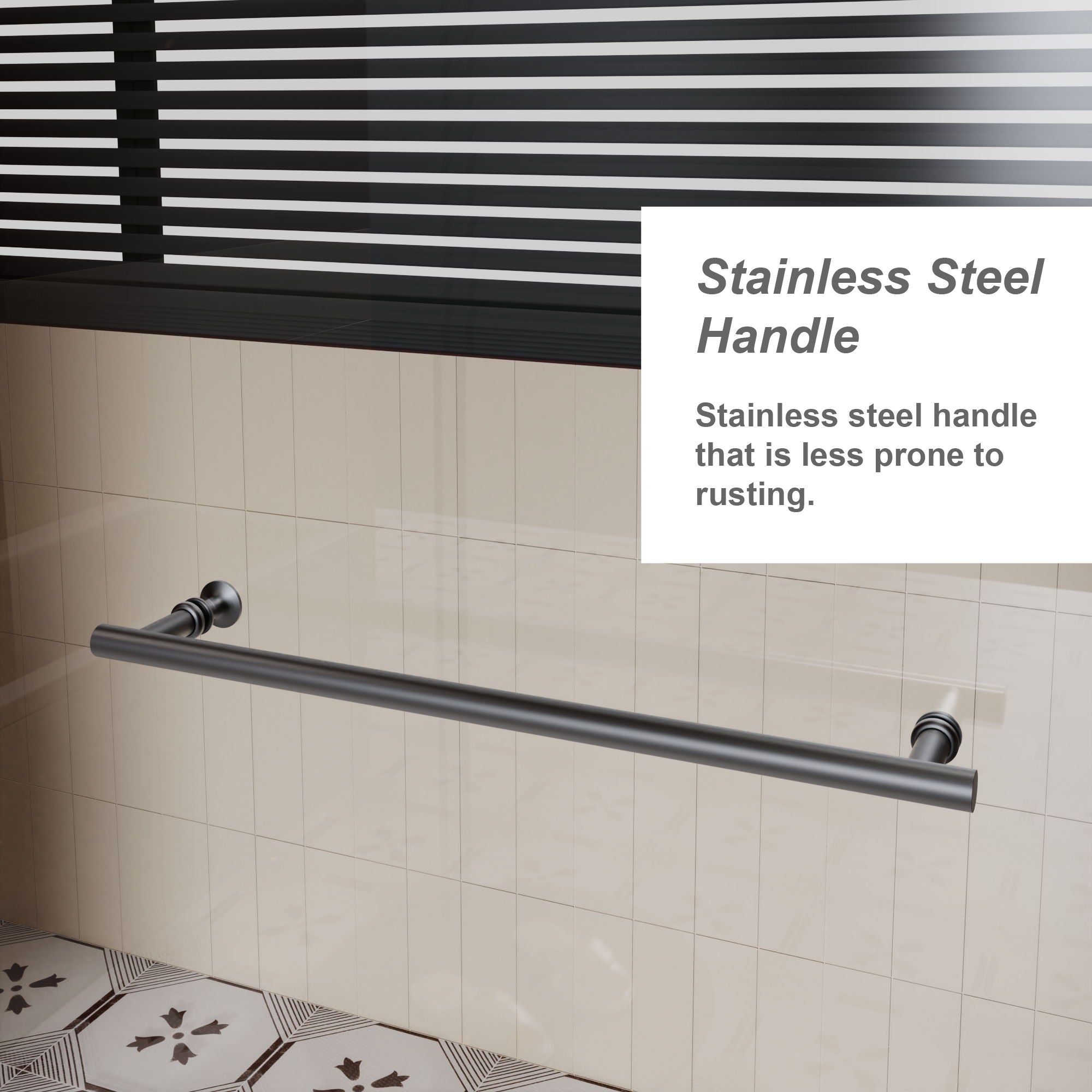 Pivot Shower Door With And Handle - Matt Black by HouseOfZazla