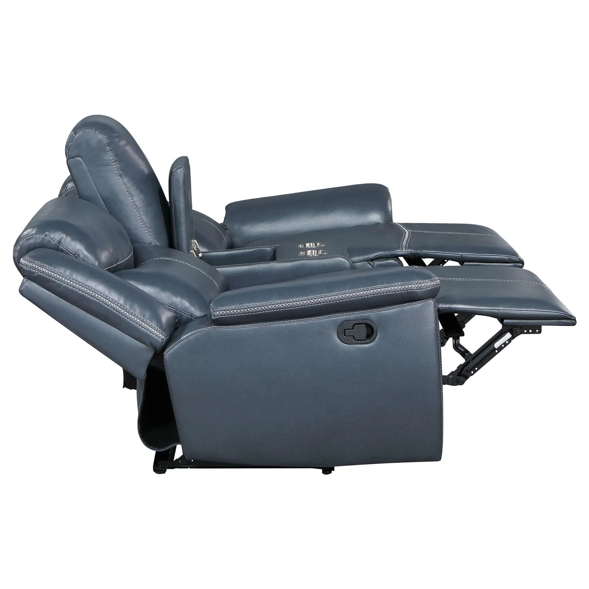Sloane Upholstered Padded Arm Reclining Loveseat Blue by Unique Piece Furniture