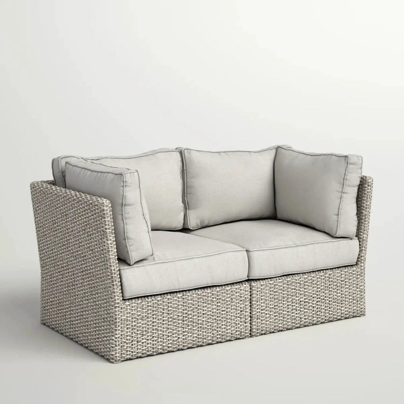 Modern Patio Wicker Loveseat With Cushions by HouseOfZazla