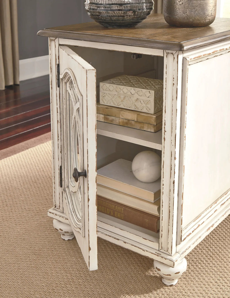 Realyn - Chair Side End Table - Insert Mirror - White / Brown by Unique Piece Furniture