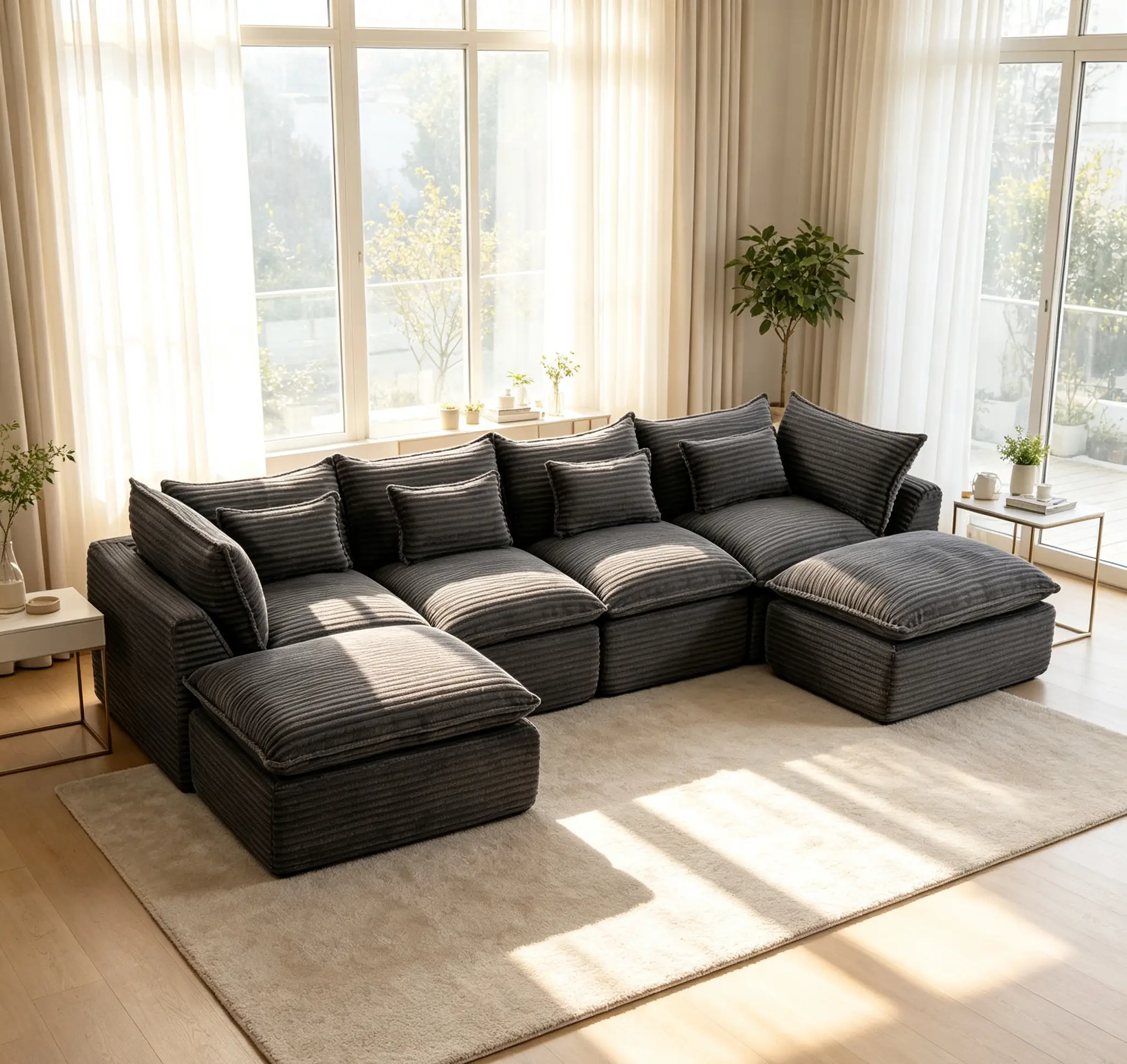 129.8" Width Cloud Couch Oversized Modular Sectional Sofa by HouseOfZazla