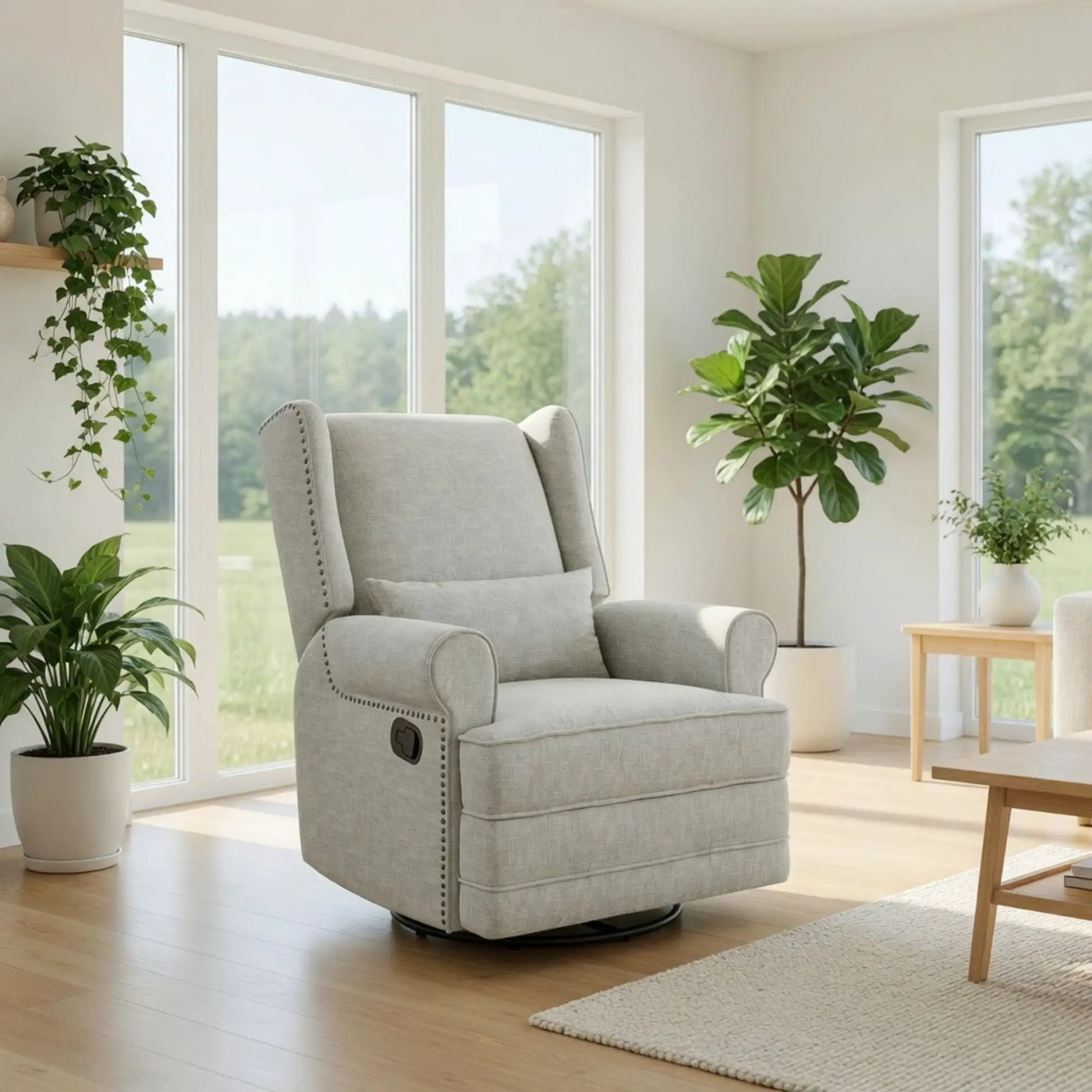 Extra Wide Swivel Recliner Glider Chair With Footrest by HouseOfZazla