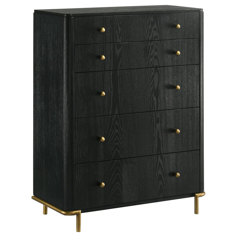 Anser - 5 Drawer Chest, Bedroom Storage Furniture - Black by HouseOfZazla