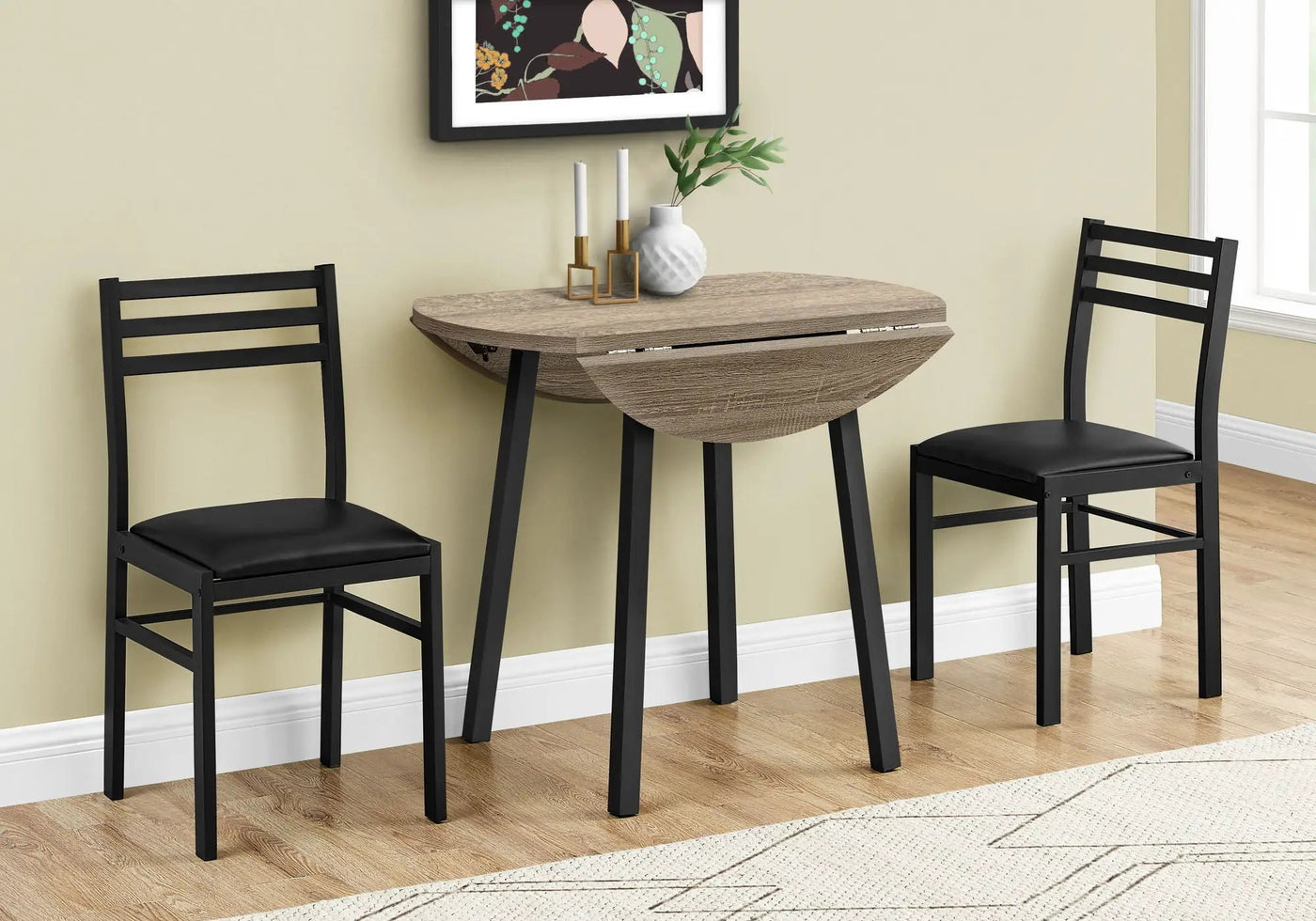 3 Pieces Dining Table Set, Small, Drop Leaf, Contemporary & Modern by HouseOfZazla