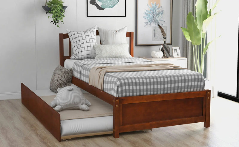 Platform Bed Wood Bed Frame With Trundle by HouseOfZazla