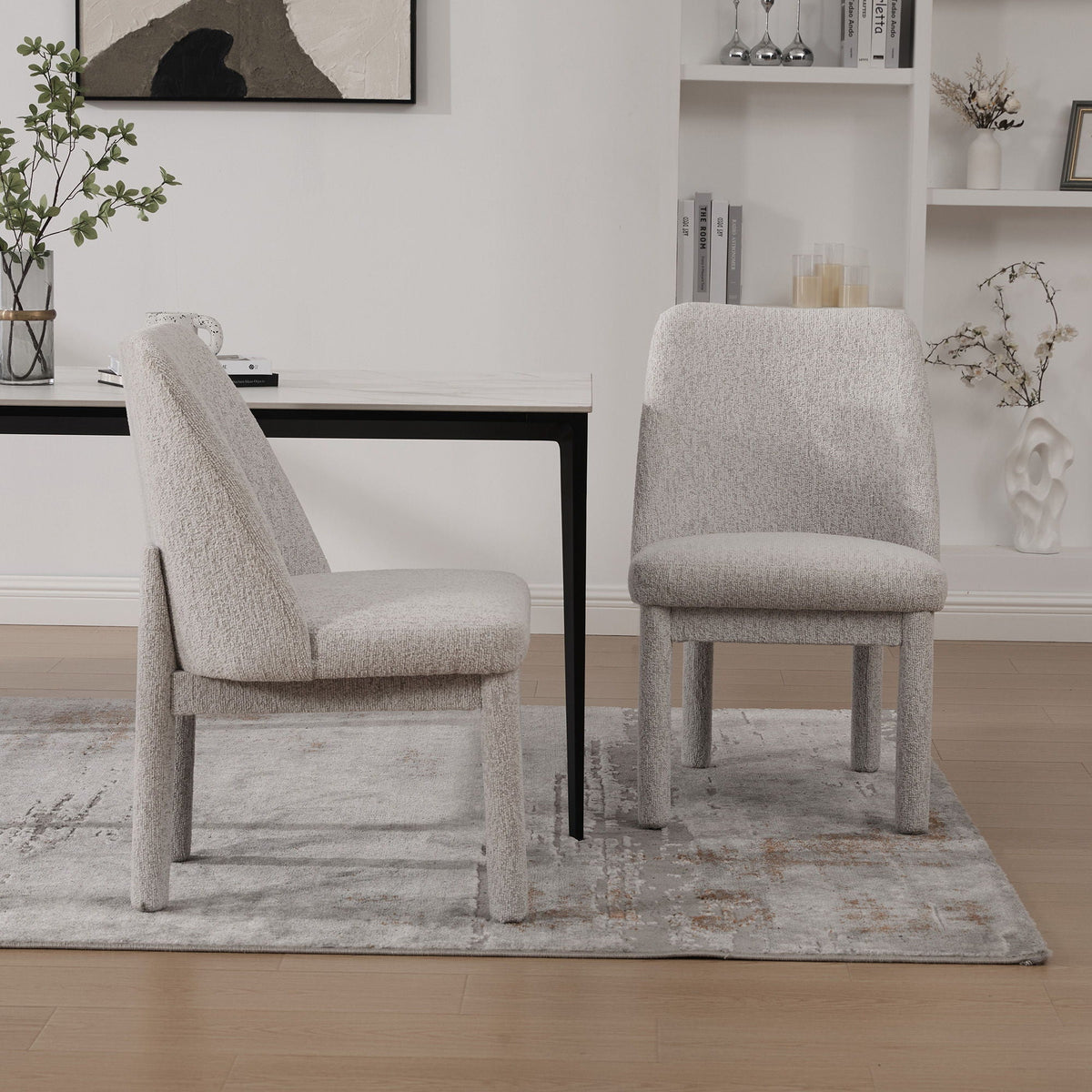 Wide Minimalist Dining Chair with Premium Fabric - White, Black, Beige, photo 25 of 40