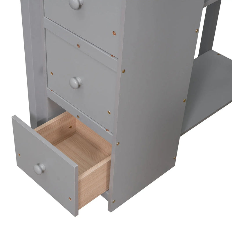 Loft Bed With Storage Drawers, Desk And Stairs With Shelves by HouseOfZazla