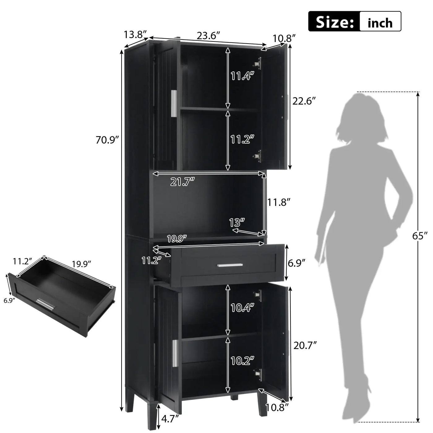 Freestanding Tall Bathroom Cabinet With Soft Close Doors And Adjustable Shelves by HouseOfZazla