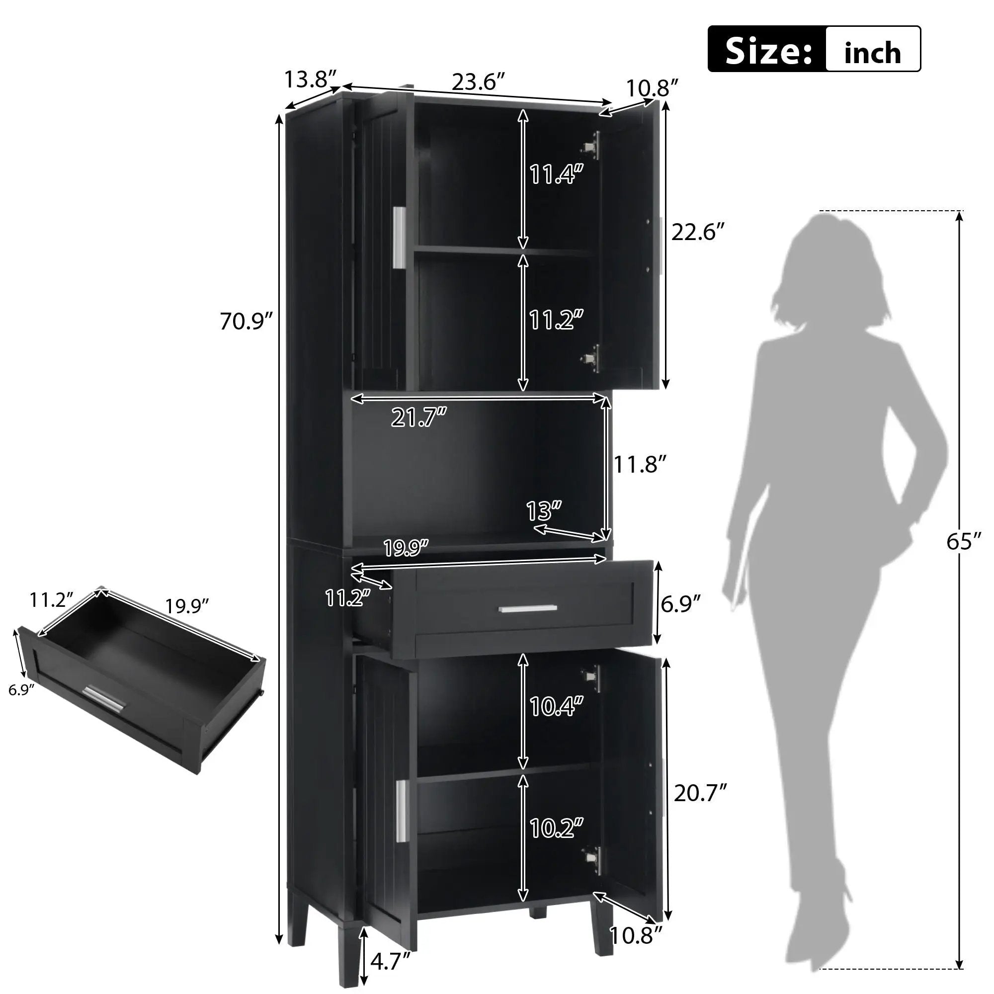 Freestanding Tall Bathroom Cabinet With Soft Close Doors And Adjustable Shelves by HouseOfZazla