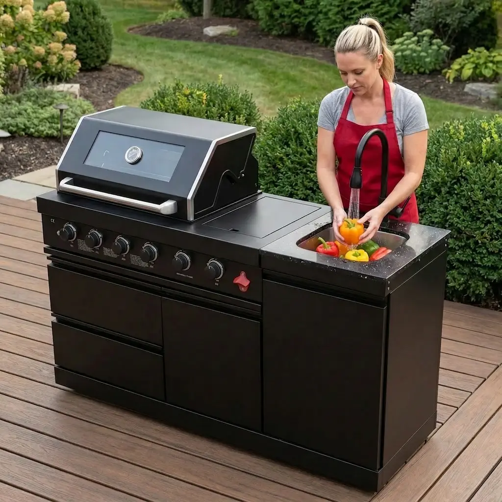 65.4-Inch Deluxe Stainless Steel Propane Gas Outdoor Kitchen Grill by HouseOfZazla