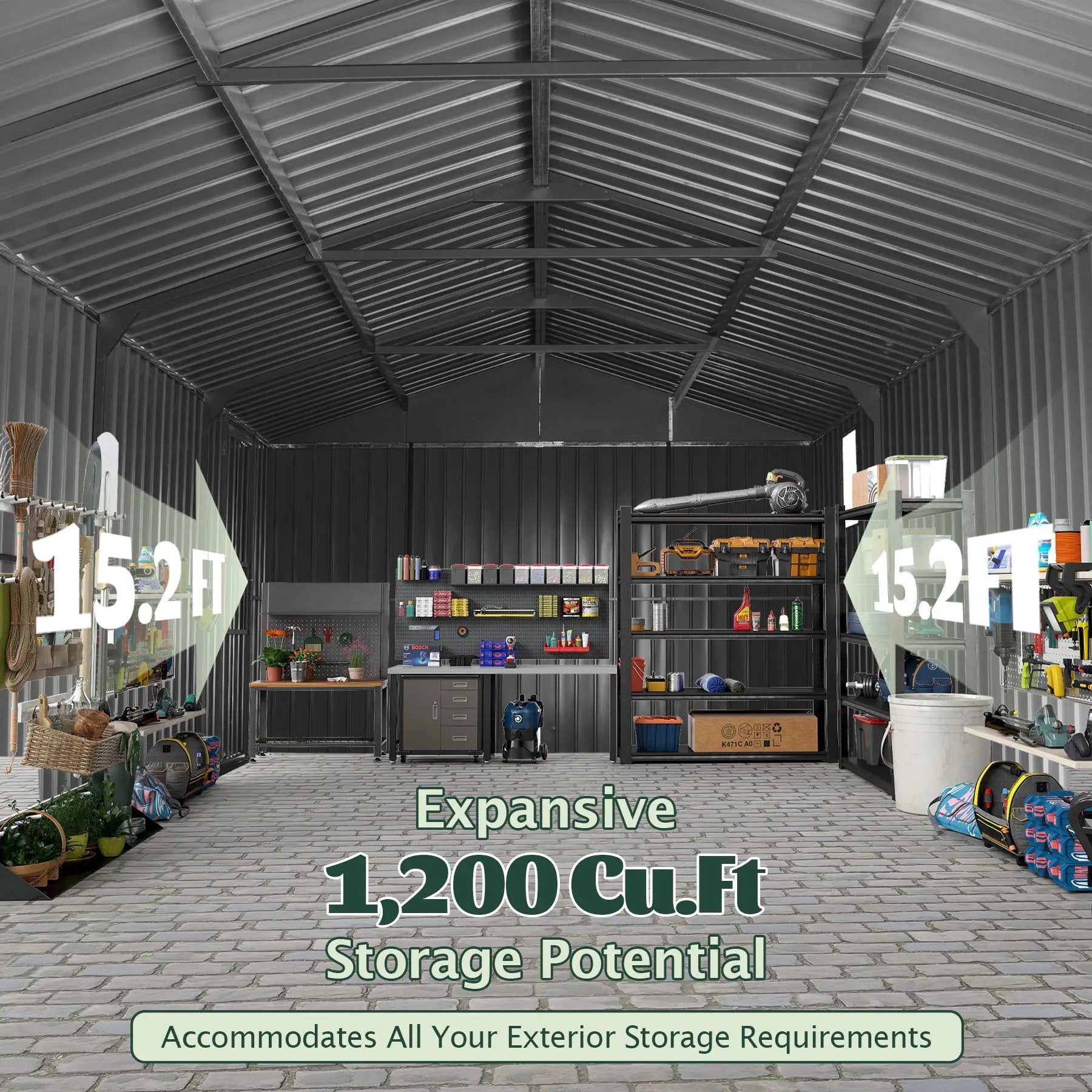 12x15FT Outdoor Metal Garage Shed by HouseOfZazla