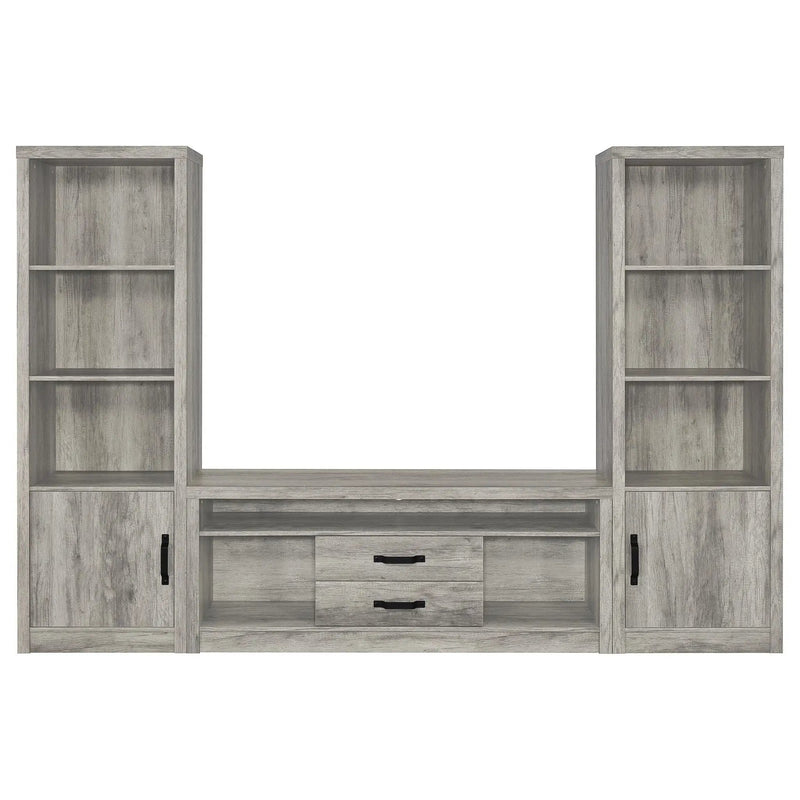 Burke 3-piece 59-inch TV Entertainment Center Grey Driftwood by Unique Piece Furniture