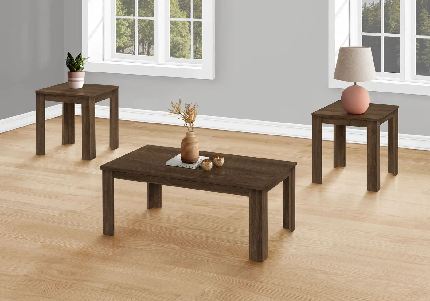 Table Set, Coffee, End, Side, Accent For Living Room Transitional (Set of 3) by HouseOfZazla
