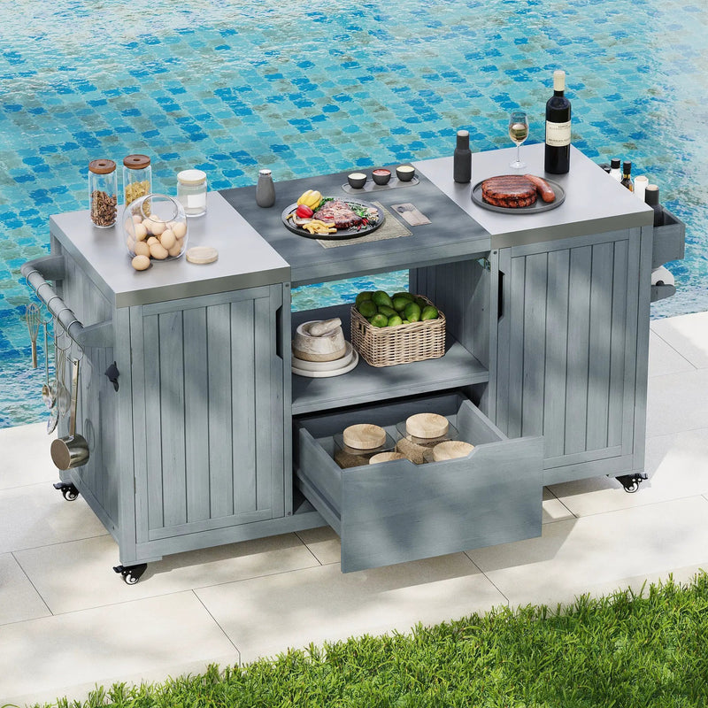 K&K 66.5" Outdoor Kitchen Island for Big Green Egg Grills by HouseOfZazla
