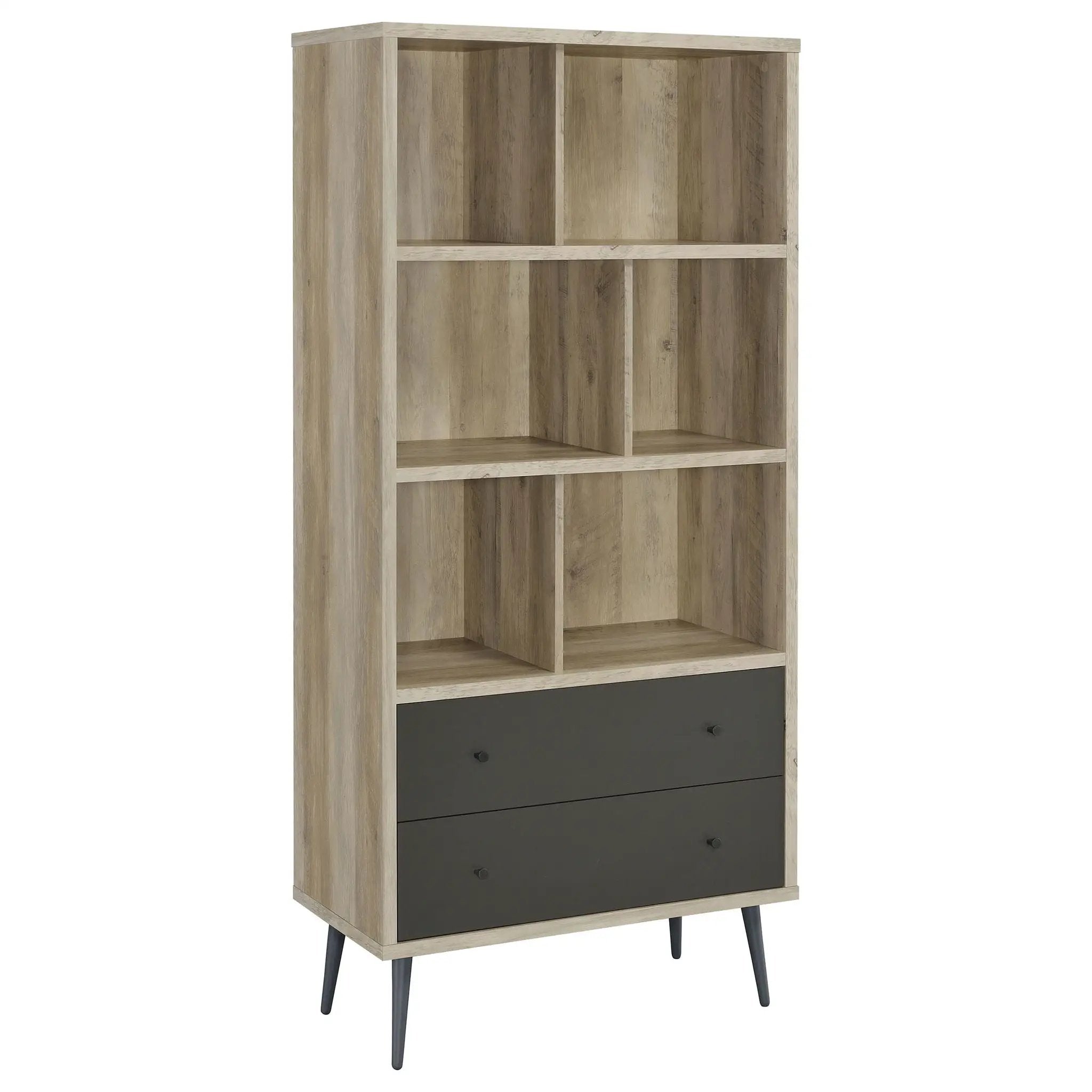 Maeve 70-inch 3-shelf Bookcase with Drawers Distressed Pine by Unique Piece Furniture