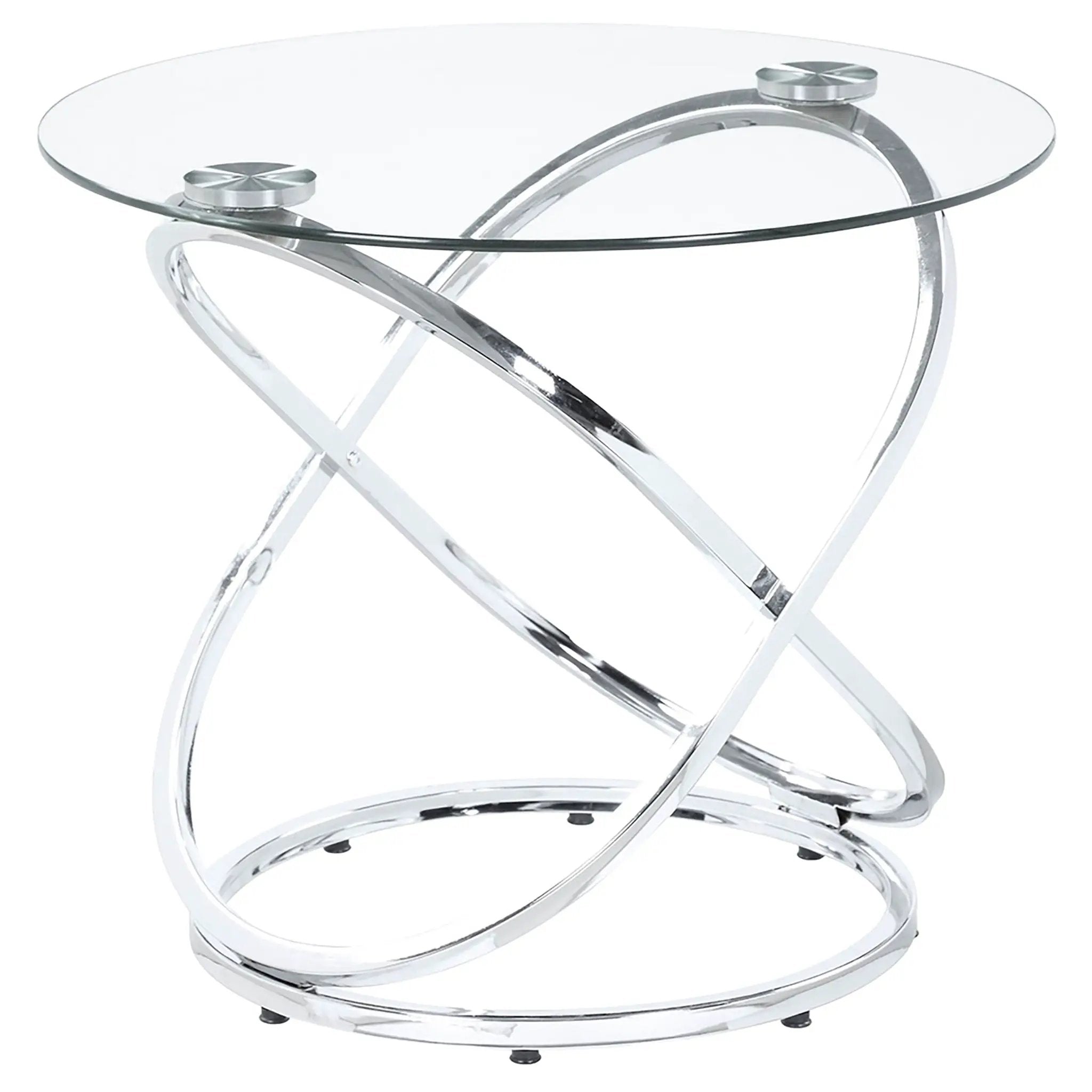 Warren 3-piece Oval Glass Top Coffee Table Set Chrome by Unique Piece Furniture