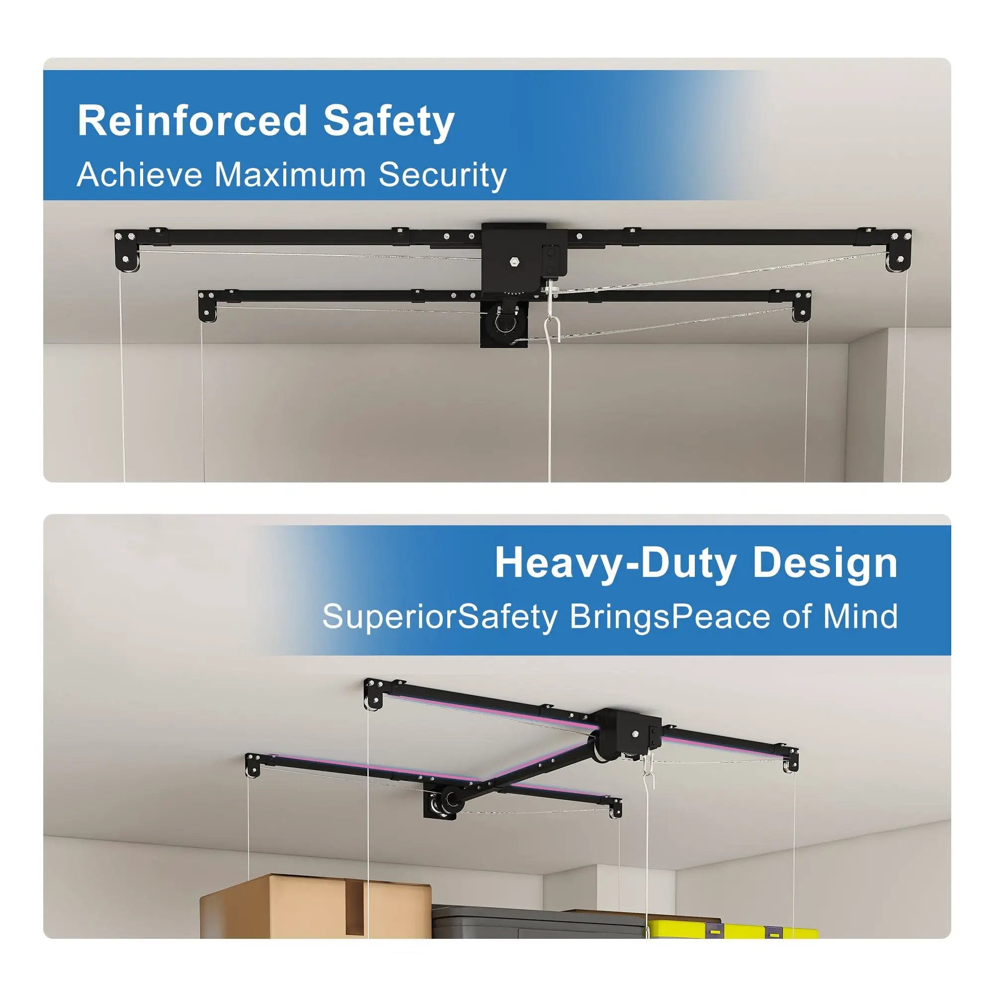 Black Overhead Garage Storage Rack 3x6 FT for High Ceilings by HouseOfZazla