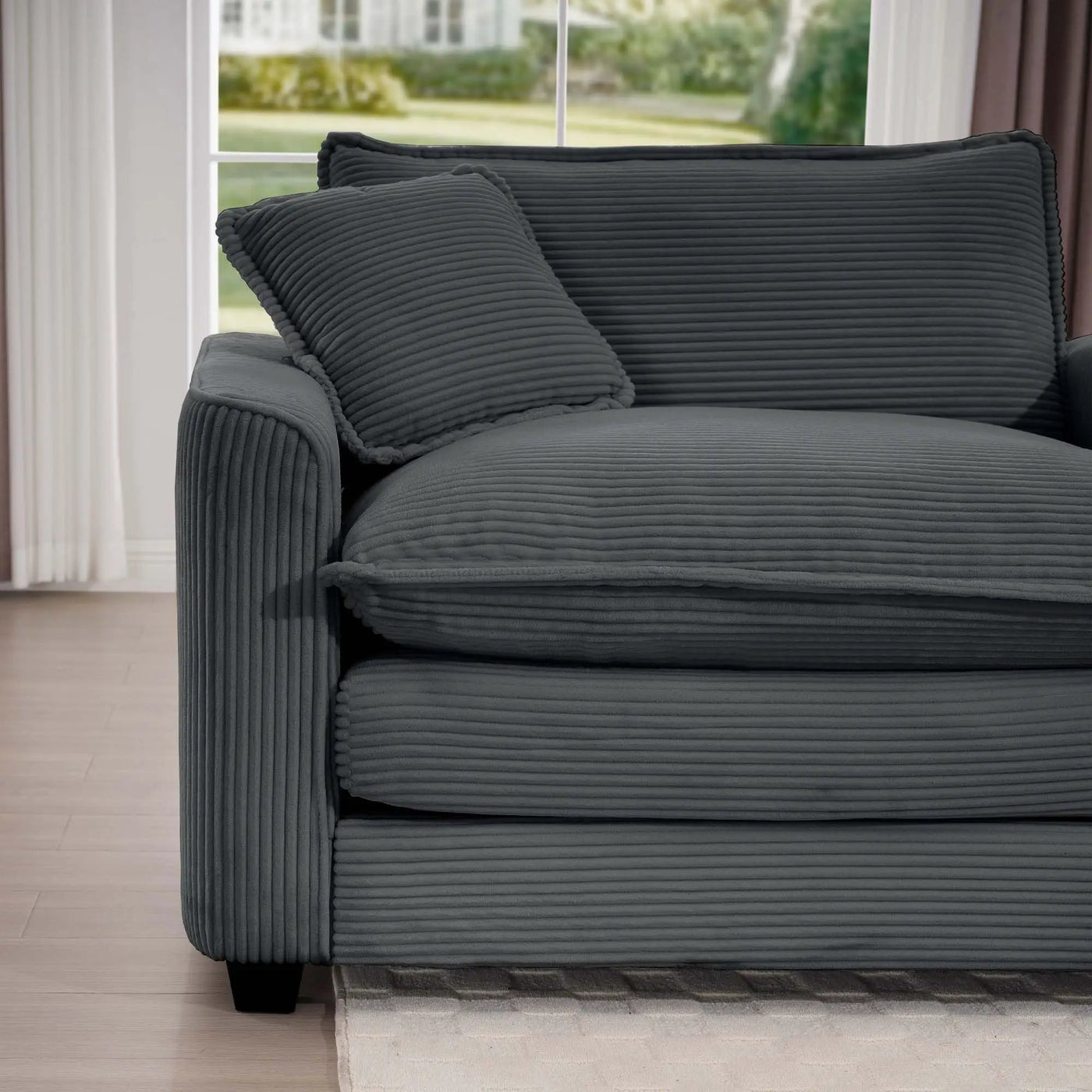 Modern Classic Fabric Single Chair Deep Seat Sofa With Pillow by HouseOfZazla