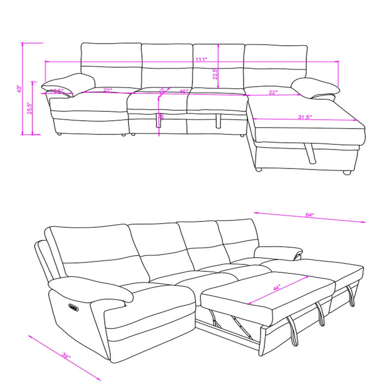 Kia - Sectional With Power And USB - Beige / Brown by Unique Piece Furniture