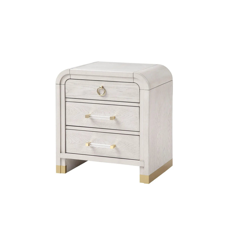 Malco - Nightstand With Spacious Drawer And Gold Metal Fluted Detailing - Black White by Unique Piece Furniture
