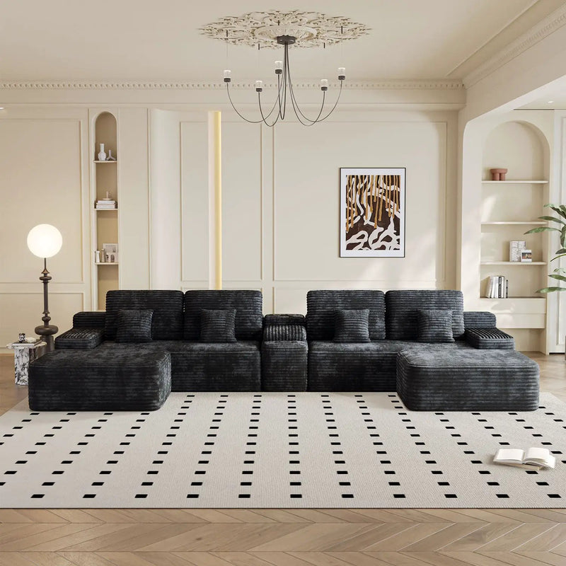 150'' Width 5-Piece Sectional Sofa with 2 Ottomans by HouseOfZazla