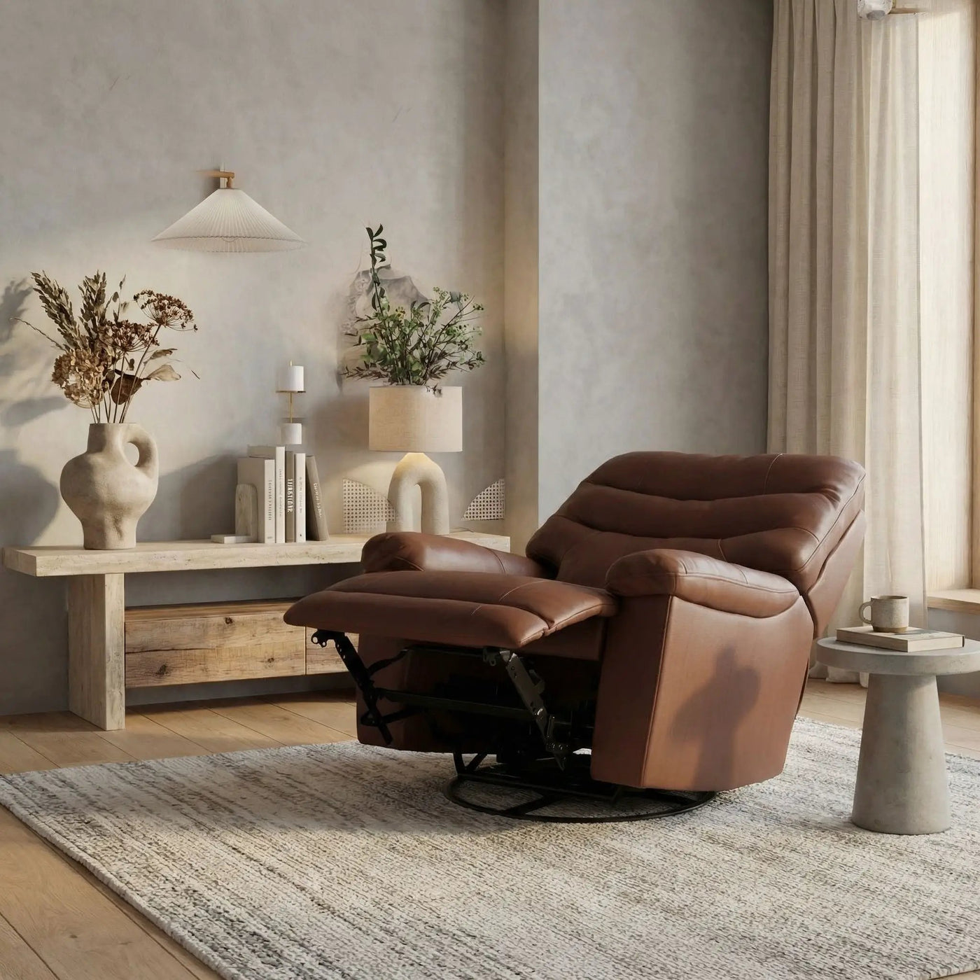 Oslo Antelope - Swivel Glider Recliner With Manual Footrest by HouseOfZazla