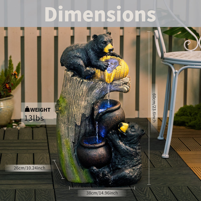 Resin Black Bear Outdoor Water Fountain with LED Lights, photo 10 of 13