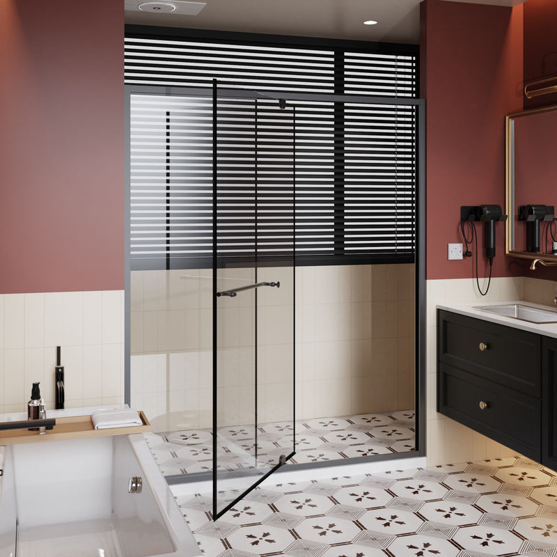 Pivot Shower Door With And Handle - Matt Black by HouseOfZazla
