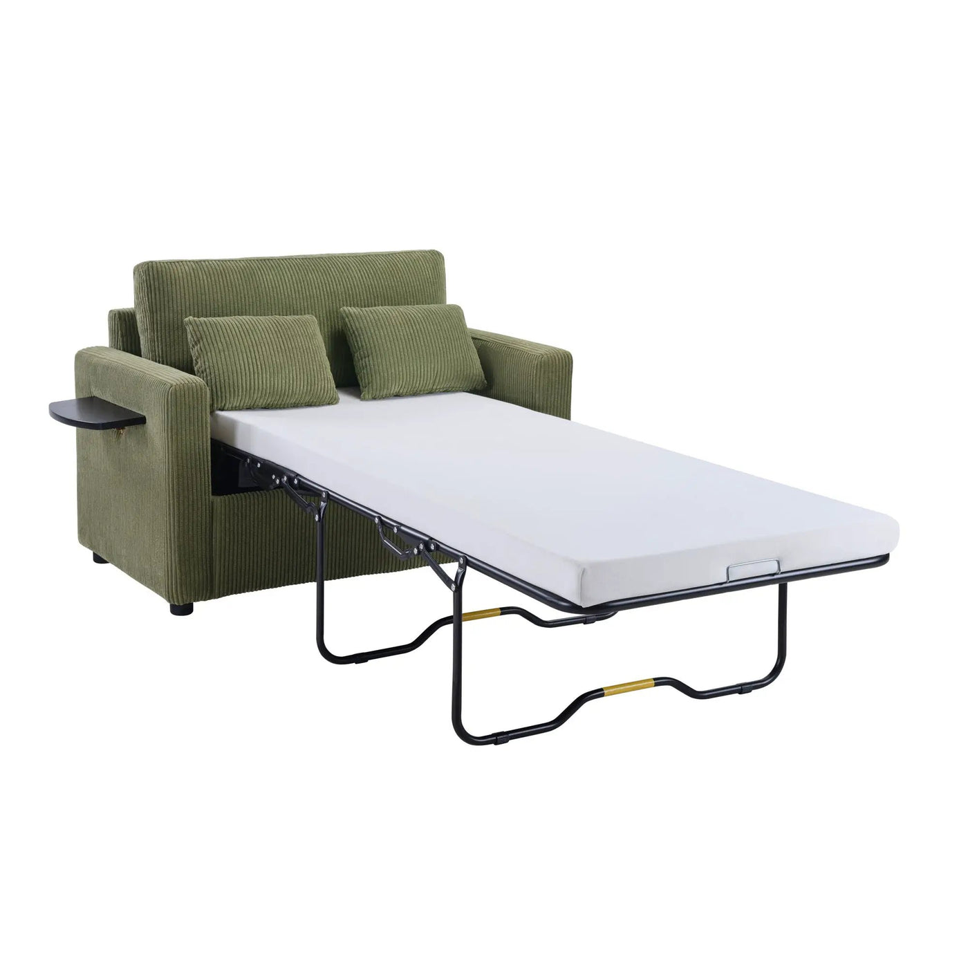 Sleeper Sofa With Foldable Mattress, USB Ports, Side Table & Storage Pocket by HouseOfZazla