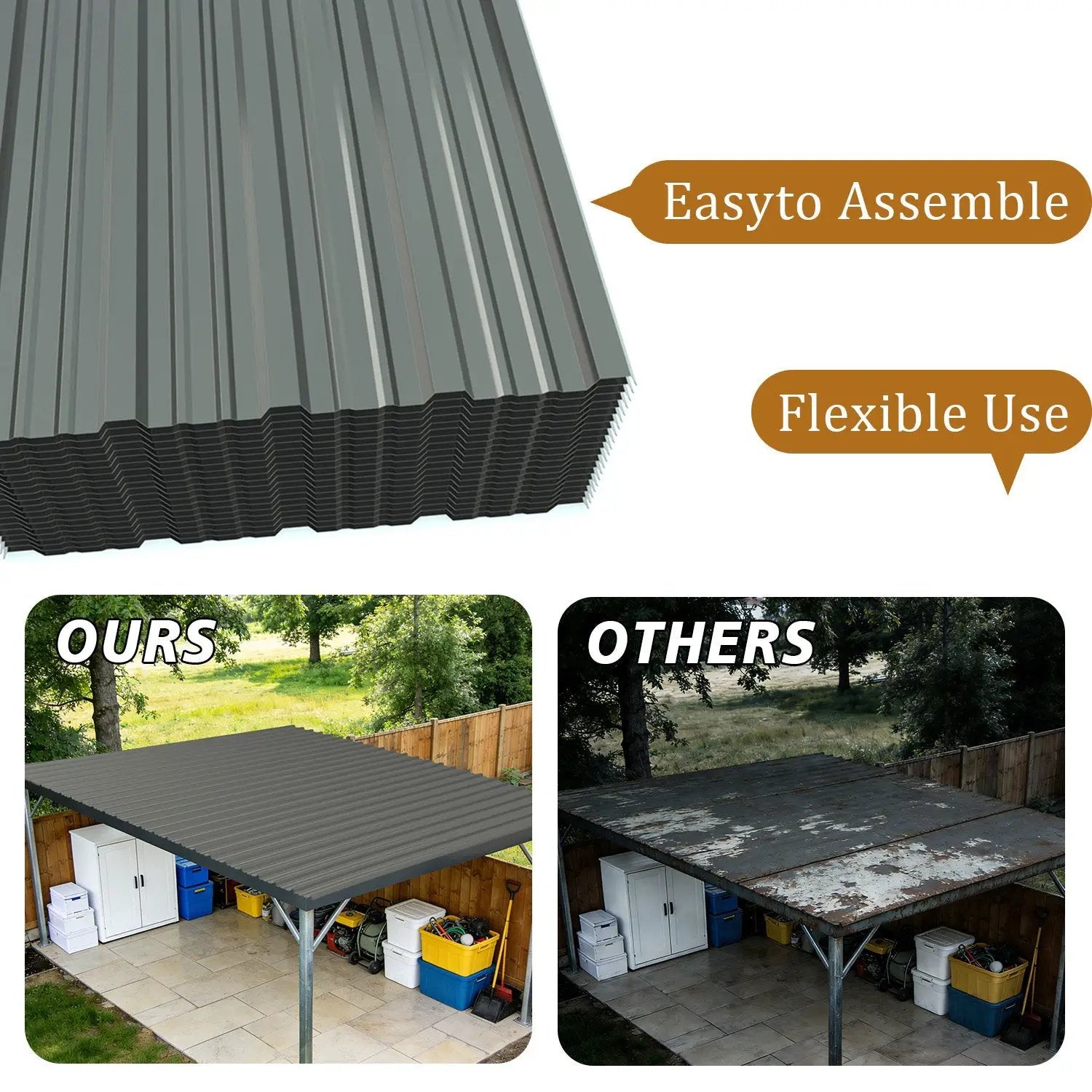 20 Pcs 42.52''X18.9'' Corrugated Metal Roofing Panels by HouseOfZazla