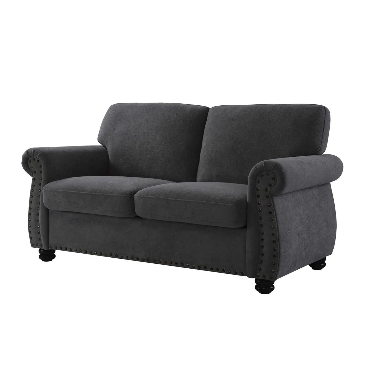 Soft Loveseat, Upholstered 2 Seater Couch, Loose Back Cushions And Turned Legs by Unique Piece Furniture