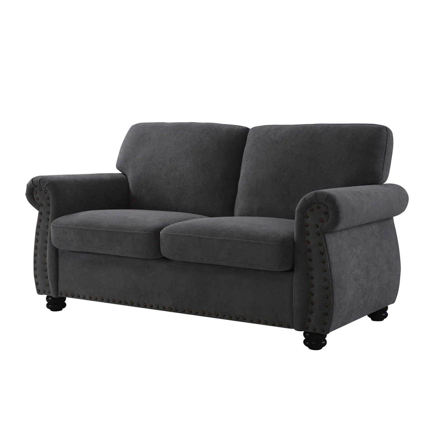 Soft Loveseat, Upholstered 2 Seater Couch, Loose Back Cushions And Turned Legs by HouseOfZazla
