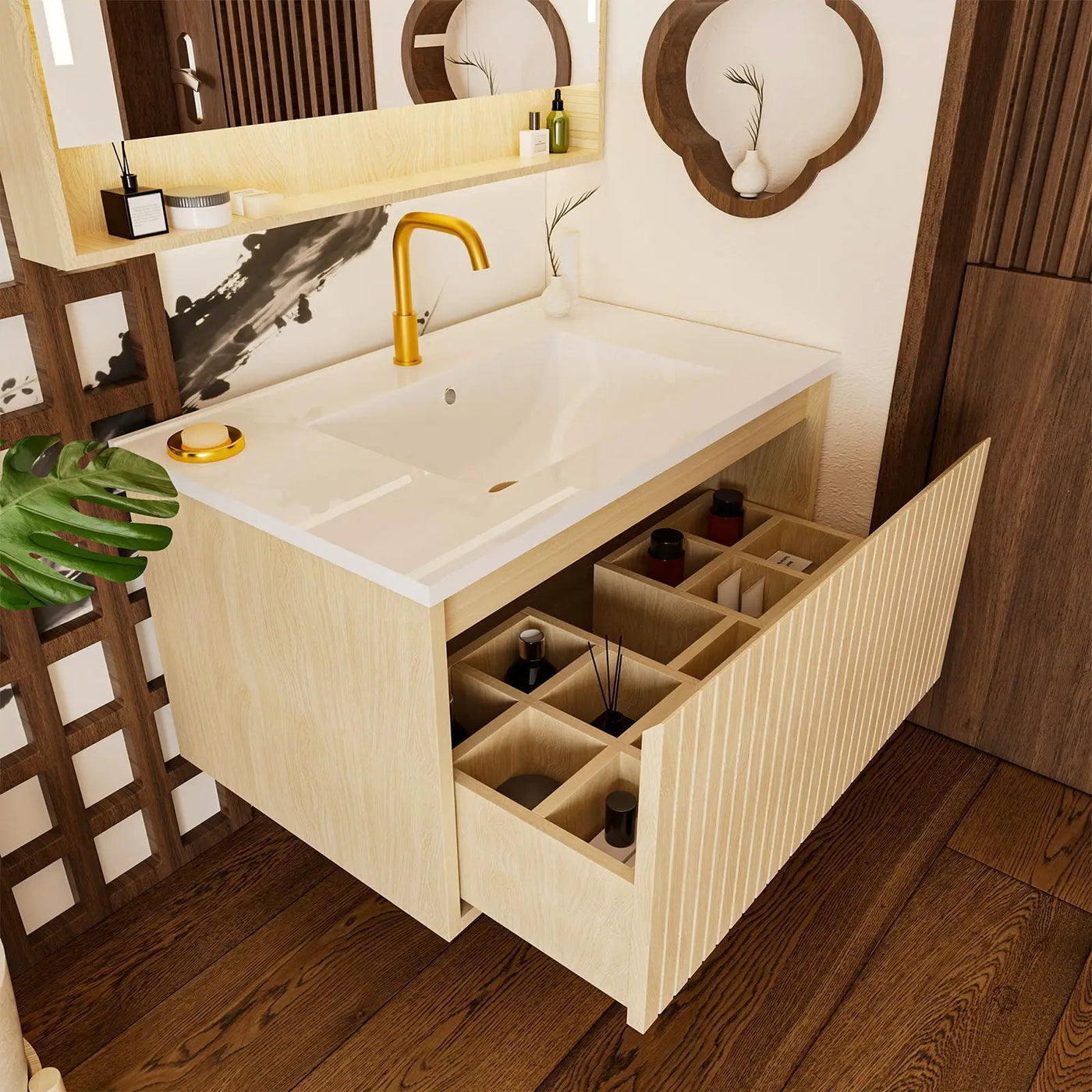 Wall Mounted Floating Bathroom Vanity With Sink And Drawers by HouseOfZazla
