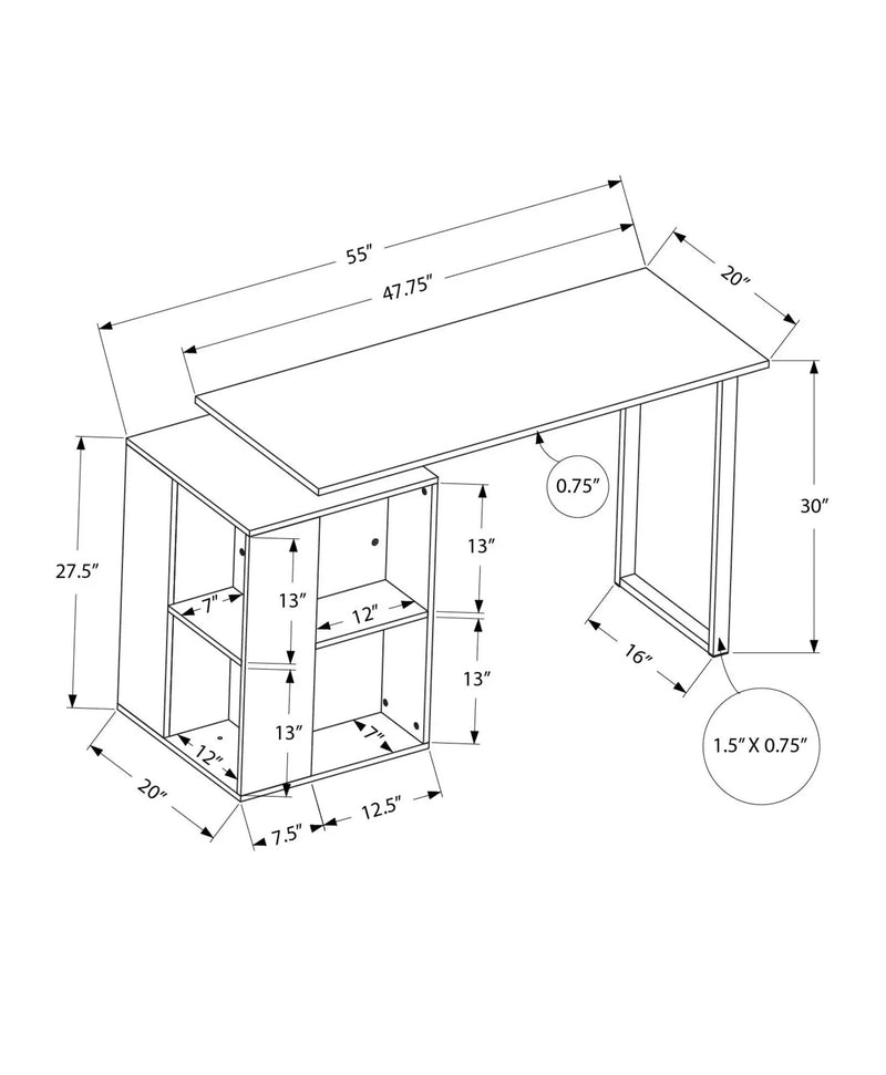 Computer Desk, Home Office, Left, Right Set-Up, Storage Shelves, Work, Laptop, Contemporary, Modern by Unique Piece Furniture