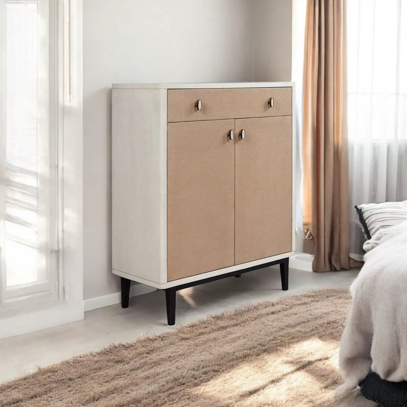 Bar Cabinet With Large Storage - White / Pecan by HouseOfZazla