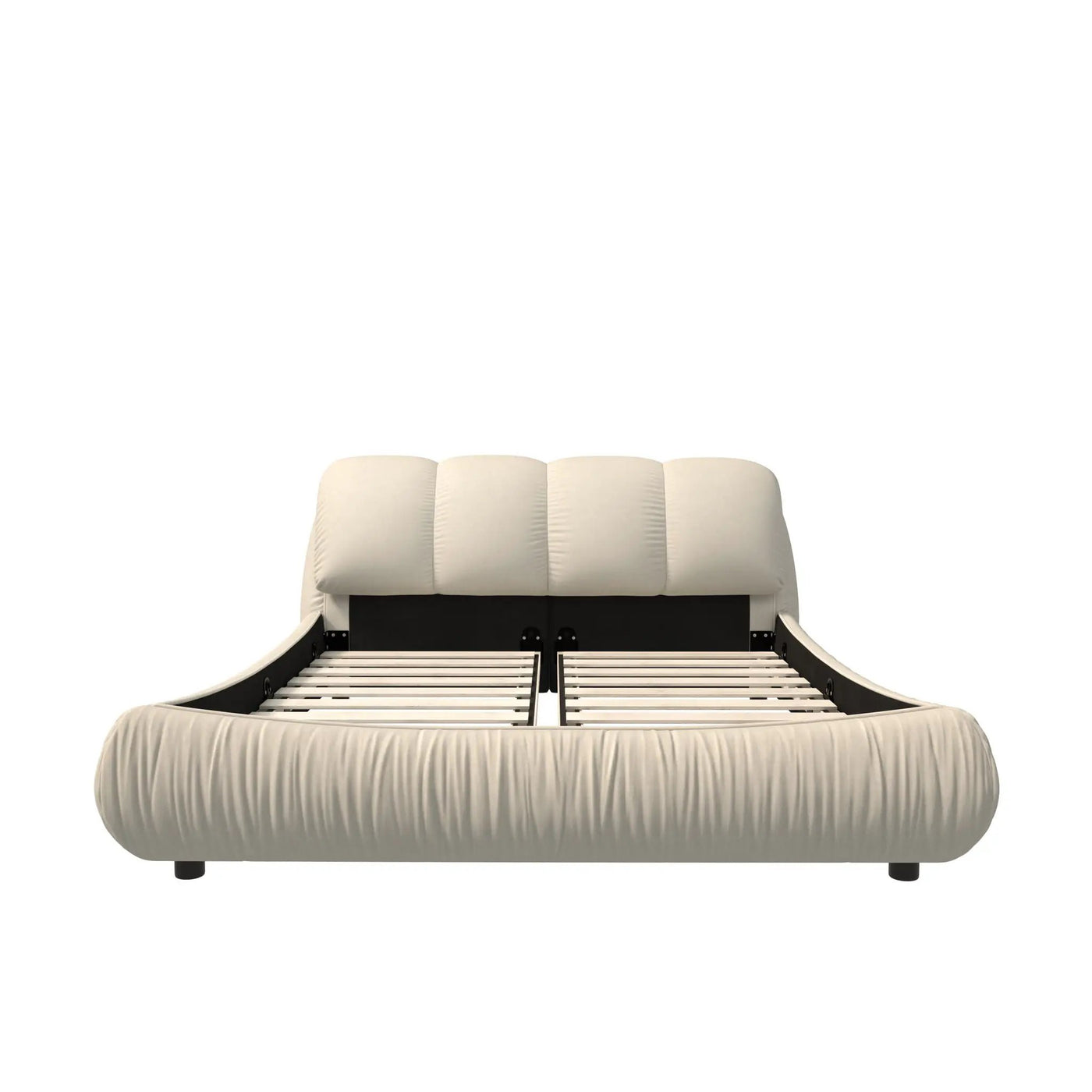 Luxury Upholstered Platform Bed With Oversized Padded Backrest And Solid Wood Frame by HouseOfZazla
