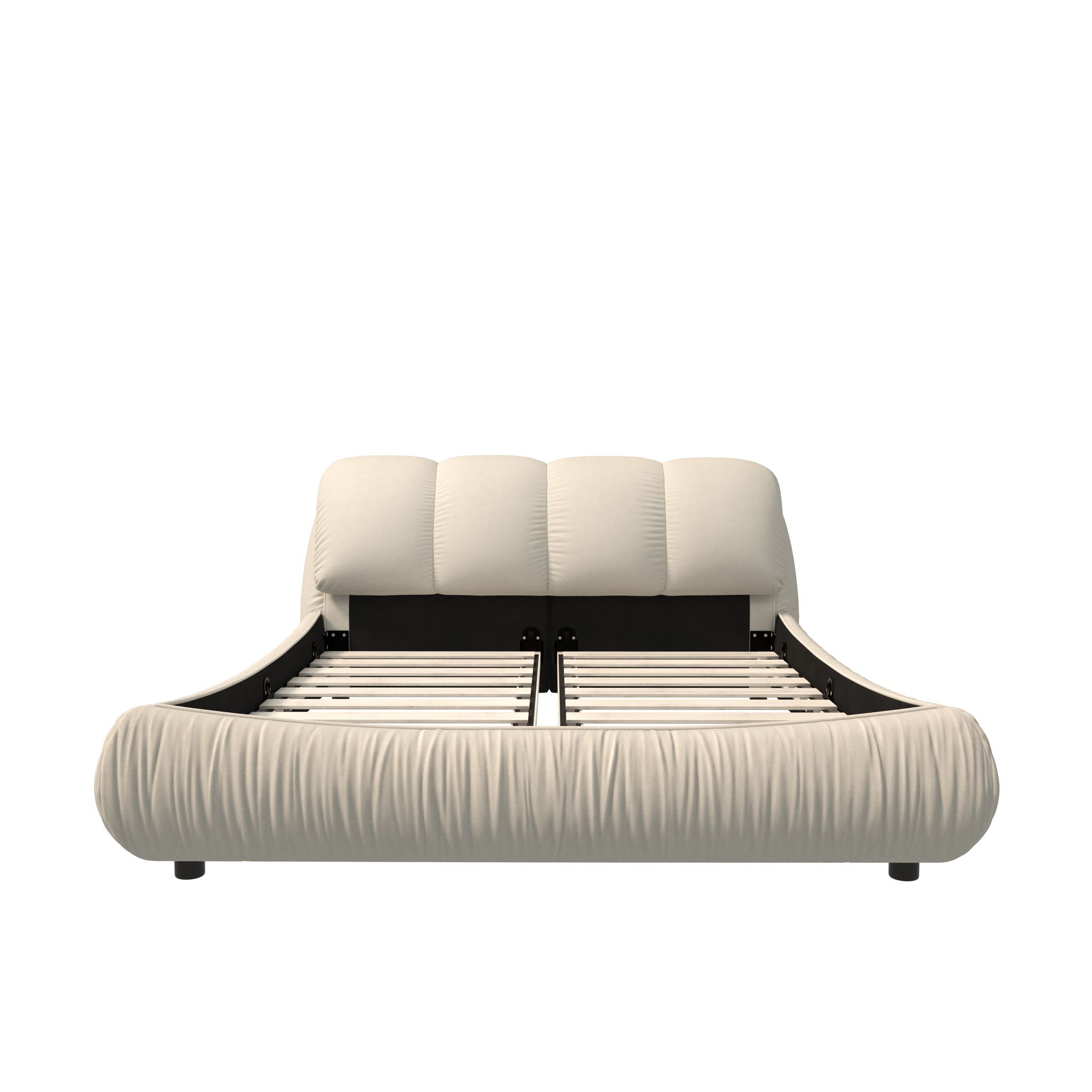 Luxury Upholstered Platform Bed With Oversized Padded Backrest And Solid Wood Frame by HouseOfZazla