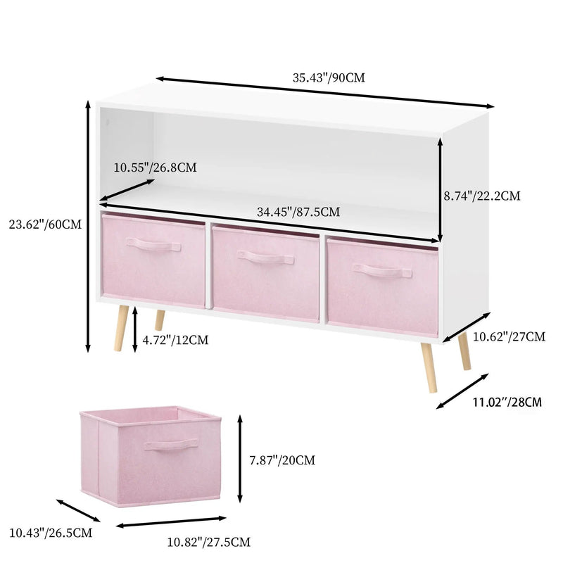 Bookcase With Collapsible Drawers, Book Display Organizer by Unique Piece Furniture