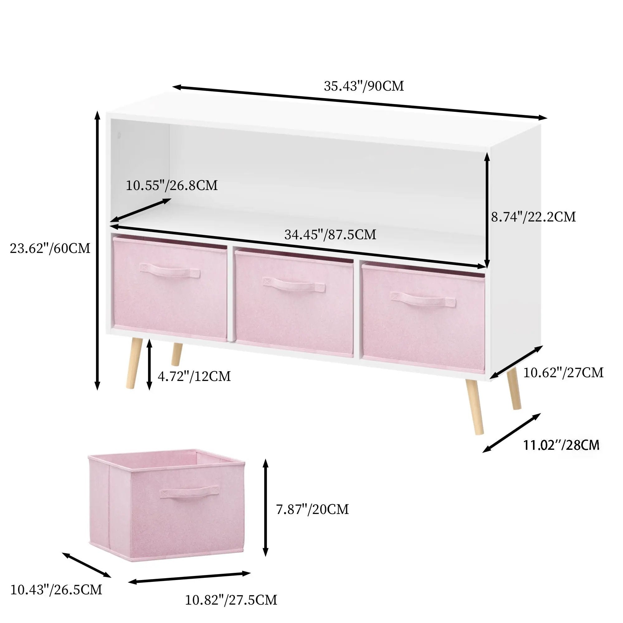 Bookcase With Collapsible Drawers, Book Display Organizer by HouseOfZazla