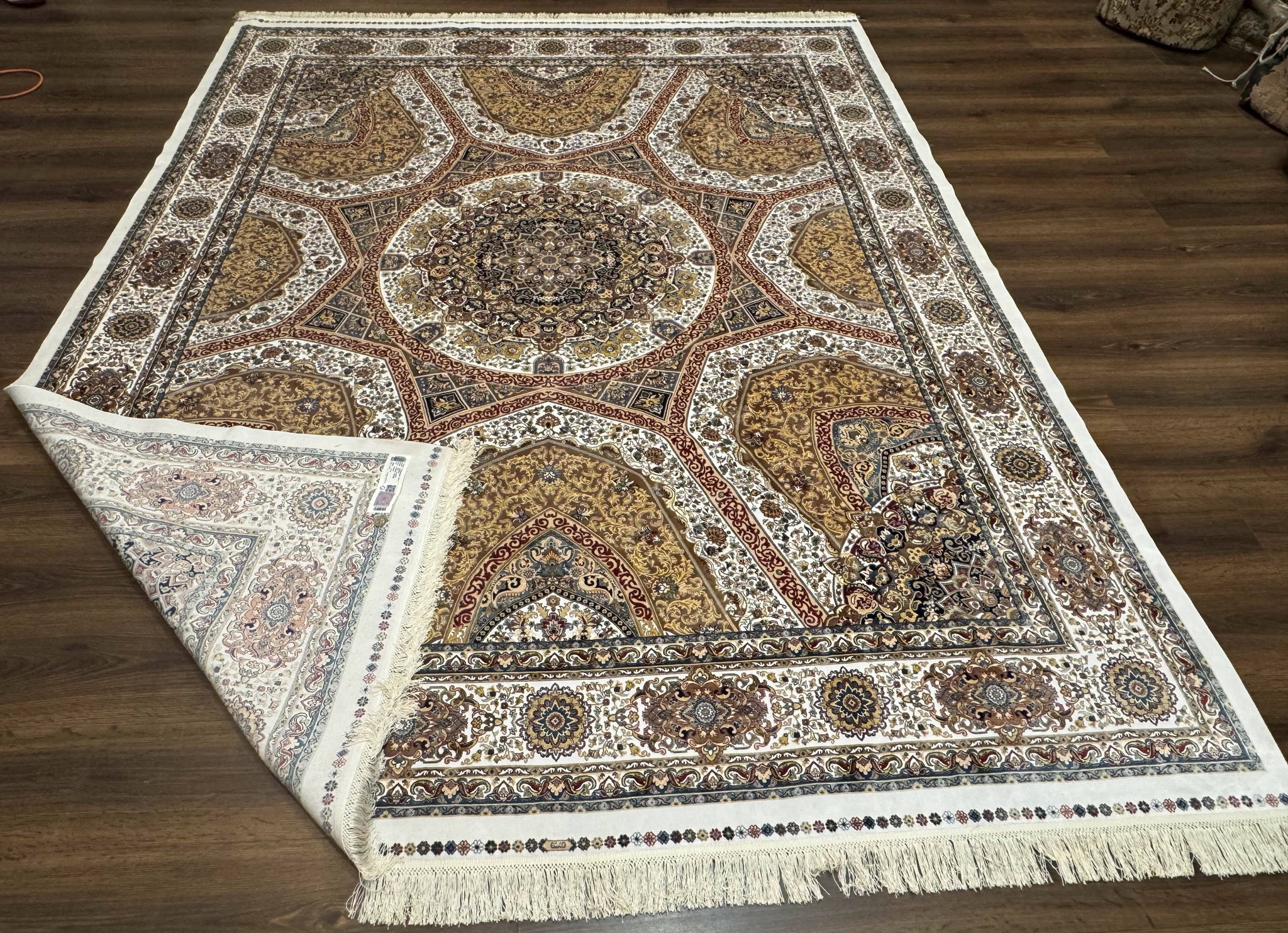 Turkish Silk Rug 8x10, Dome Design, Hereke Carpet, Bamboo Silk, New by Jewel Rugs