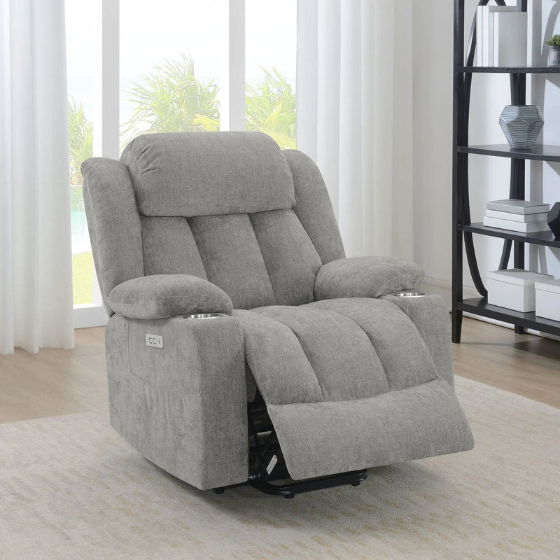 Houston Upholstered Power Lift Recliner Grey by Unique Piece Furniture