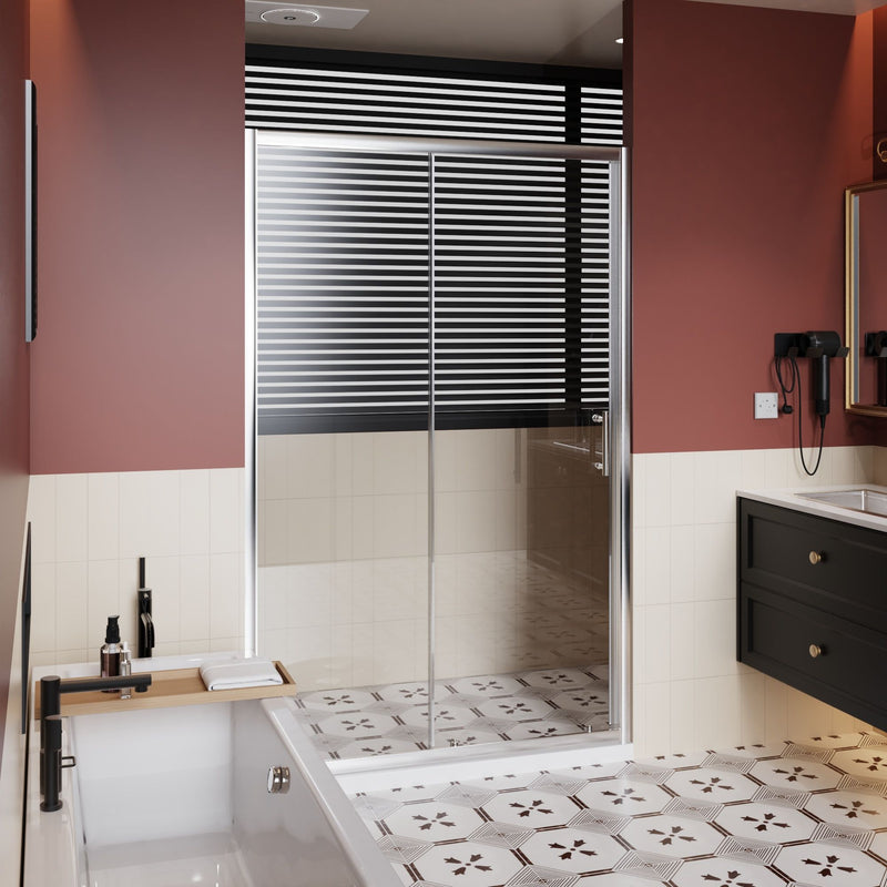 Single Sliding Shower Door With Handle - Chrome by HouseOfZazla