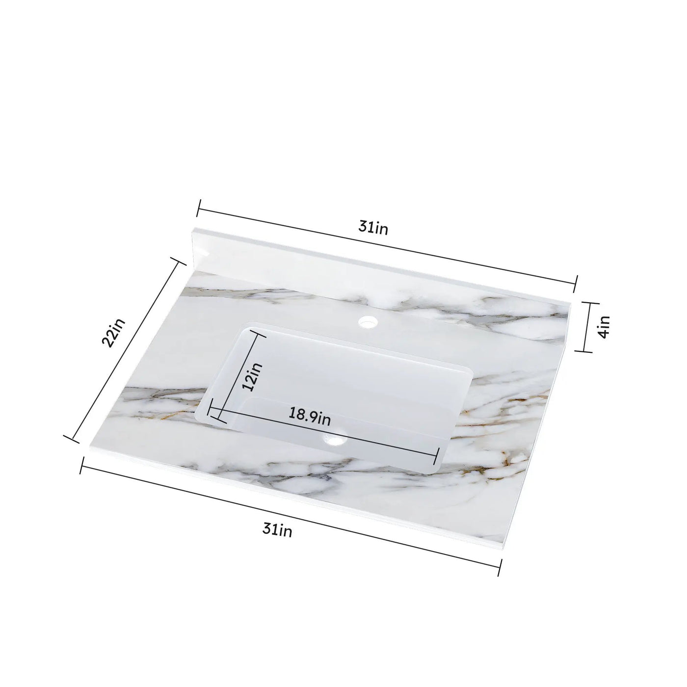 Elegant Vanity Top With Undermount Sink And Backsplash, Sintered Stone by HouseOfZazla