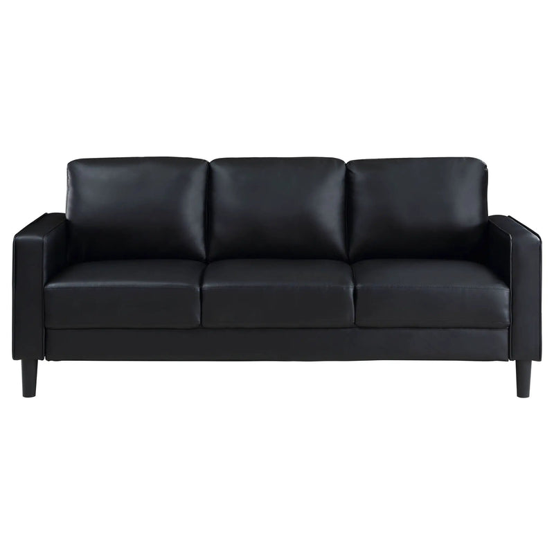 Ruth 3-piece Upholstered Track Arm Sofa Set Black by Unique Piece Furniture
