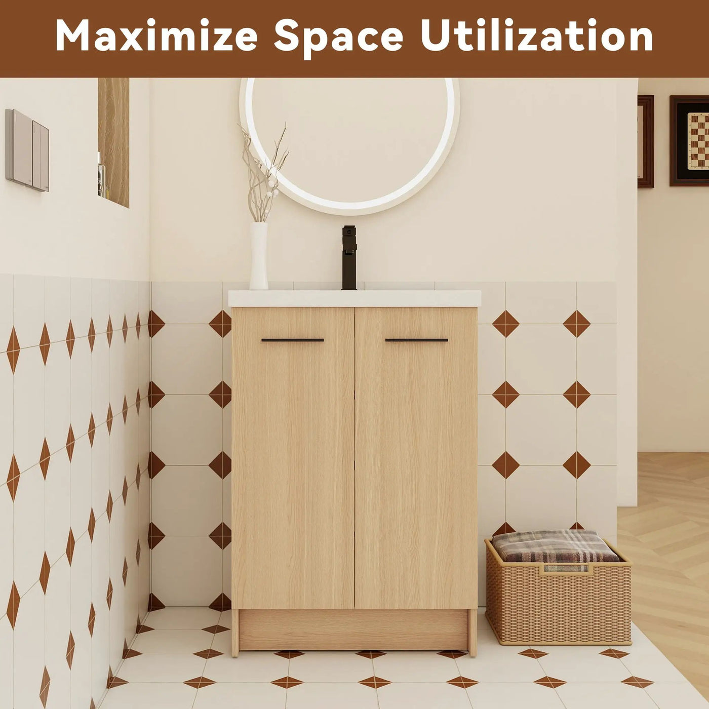 Floating Bathroom Vanity With Sink, Wall Mounted Double Door Storage by HouseOfZazla