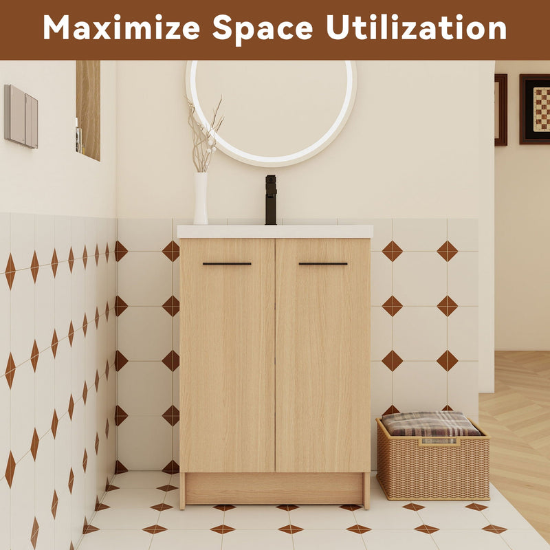 Floating Bathroom Vanity With Sink, Wall Mounted Double Door Storage by HouseOfZazla