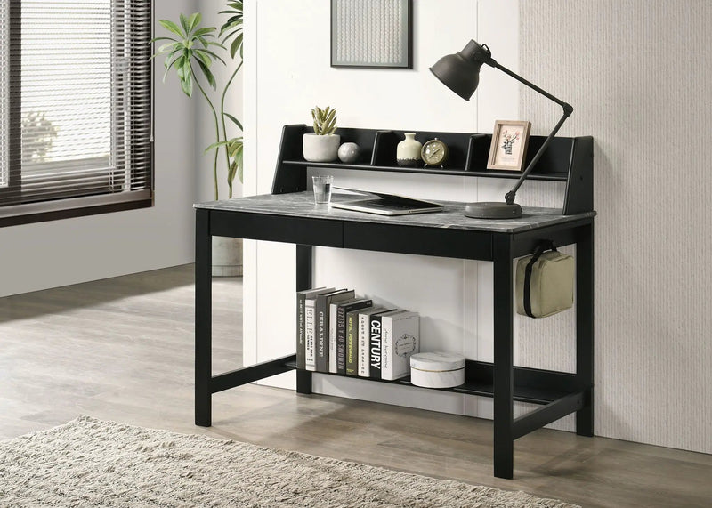 Besler 47-inch SmartTop Writing Desk with Shelf Grey Stone and Black by Unique Piece Furniture
